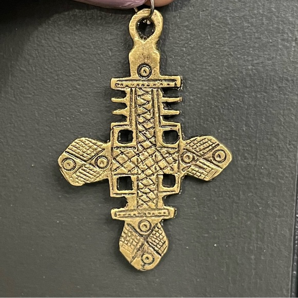 Brass Ethiopian Coptic cross pendant - Picture 1 of 8
